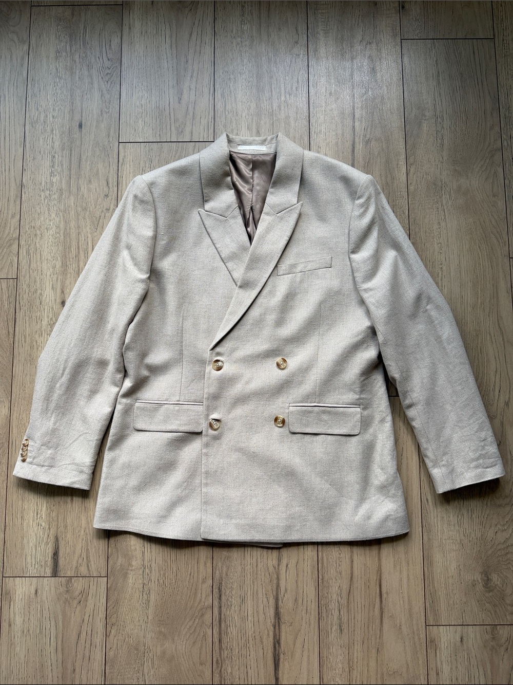 Abercrombie & Fitch Light Brown Tan Double-Breasted Blazer Workwear Casual